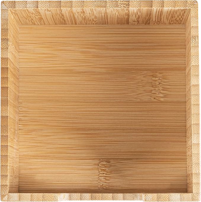 5.5 x 4 Inch Cocktail Napkin Holder, 1 Square Flat Napkin Holder - For Bars, Kitchen Tables, or Countertops, Sturdy, Natural Bamboo Tissue Napkin Holder, Dining Room Decor - Restaurantware