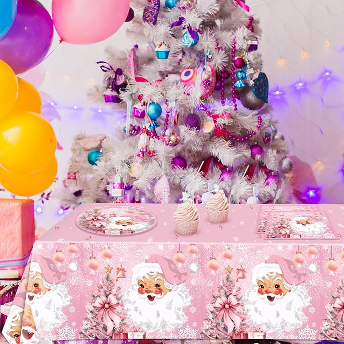 41Pcs Pink Christmas Party Decorations Christmas Tree Santa Claus Snowflake - Image 6