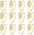 KPOSIYA Set of 20 Diamond Leaf Napkin Rings Metal Gold Napkin Holder Table by KPOSIYA