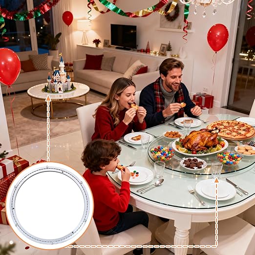 TamBee 12 Inch Mute Lazy Susan Bearing Base - 300lb Capacity Aluminum Heavy Duty Lazy Susan Turntable Mechanism Kit for Smooth Rotation, Universal Hardware for DIY Furniture, Table (Base Only)