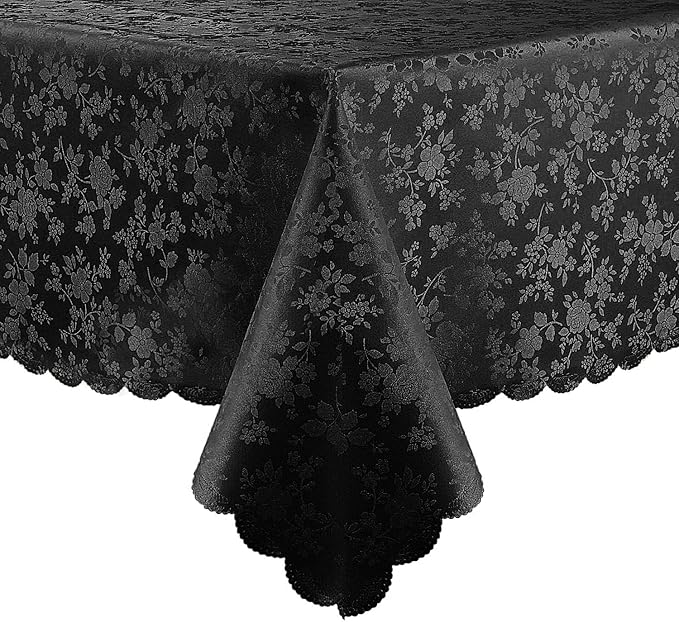 Smiry Square Table Cloth, Waterproof Heavy Duty Vinyl Tablecloths, Wipeable Washable Table Cover for Kitchen and Dining Room (Black, 70" X 70")