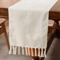 Wracra Rustic Linen Table Runner, Ivory Table Runners 108 inches Long | Raised by Wracra