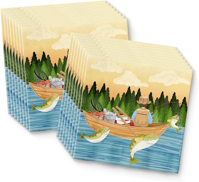 Gone Fishing Birthday Party Supplies Set Plates Napkins Cups Tableware Kit - Image 4