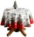 Maison d' Hermine Table Cloth Round Table 100% Cotton 69 Inches Fall Tablecloth Reusable Everyday Use for Thanksgiving Christmas Decorations Dining Farmhouse Party (Noel)