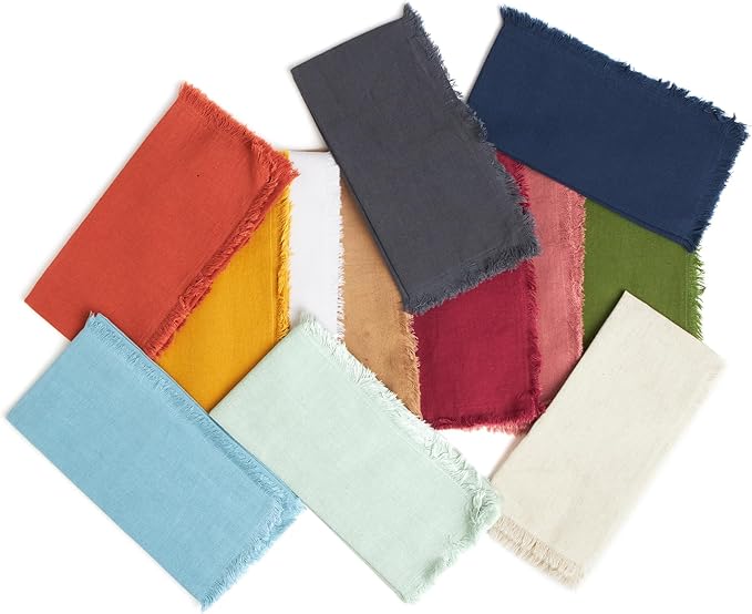 ACCENTHOME Grey Cotton Linen Napkin Set of 12 18x18 inch Dinner Napkins - Washable Soft Premium Hotel Quality Reusable Hemmed Edges Napkins Perfect Table Linens for Family Dinners, Weddings