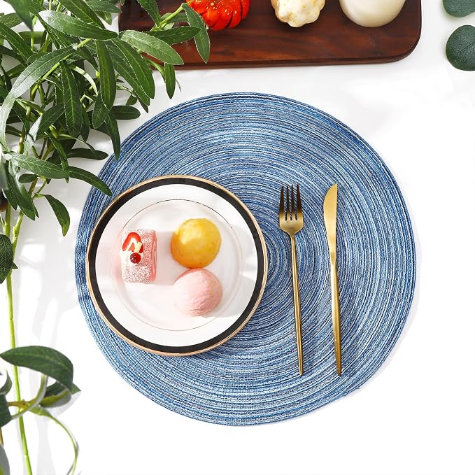 SHACOS Round Braided Placemats Set of 4 Dining Table Placemats 15 inch Circle - Image 8