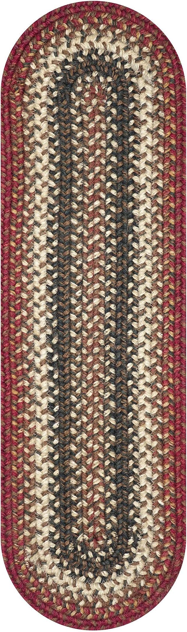 Homespice Chester Jute Braided Table Runner, Rustic Cabin Decor, Set of 2, Red Oval 8x28 - Rich Colors, Easy to Clean, Durable and Protects Furniture