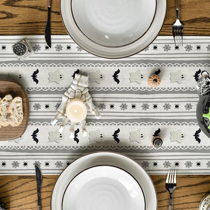 Artoid Mode 210 GSM Halloween Table Runner 13x36 Inch Home Party Decor | Beige - Image 3