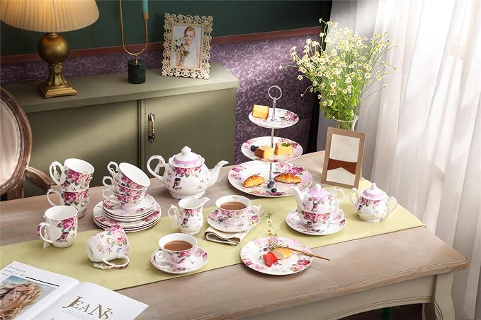 London Boutique Cups Mugs Set 4 Fine China Shabby Chic Vintage Retro Design in - Image 4