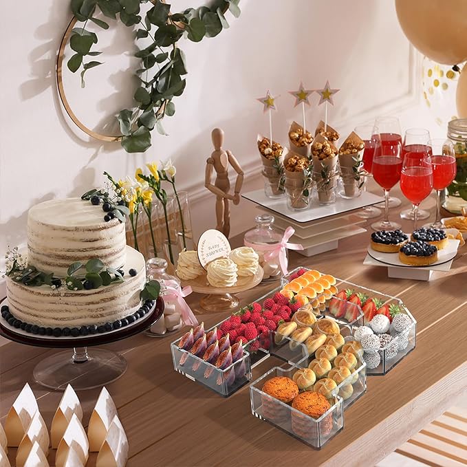 13.8" Acrylic Letter Charcuterie Tray, Charcuterie Letters Fillable Box for Food, Reusable Serving Cake Candy Dish Display Tray for Birthday Anniversary Party Decoration (Letter R)