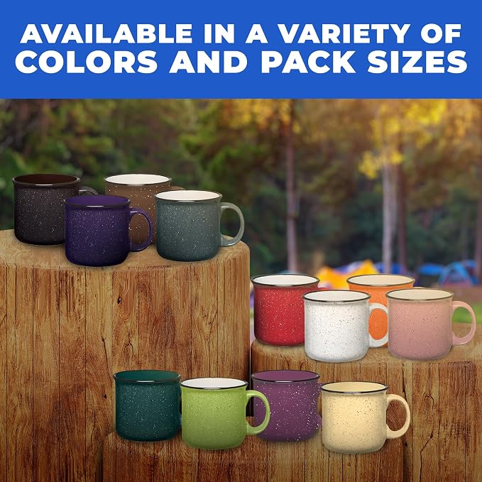 Set of 8 Ceramic Campfire Mugs – 15 Oz, Teal – Coffee & Tea Cups - Image 5