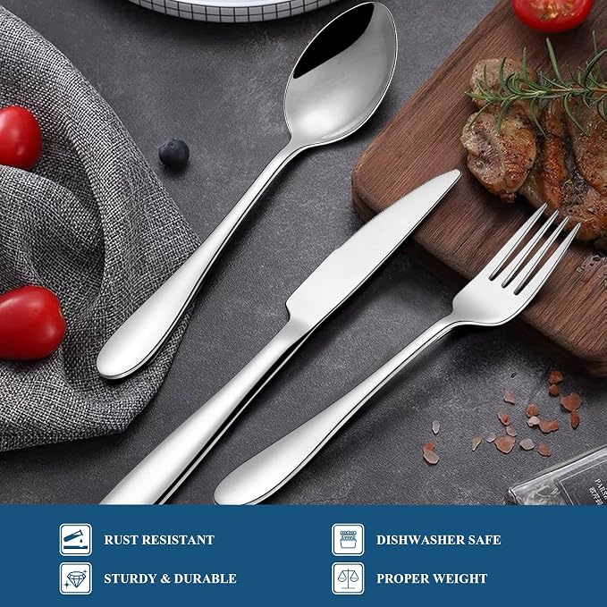 Silverware Set, 40-Piece Flatware Set, Wildone Stainless Steel Tableware - Image 4