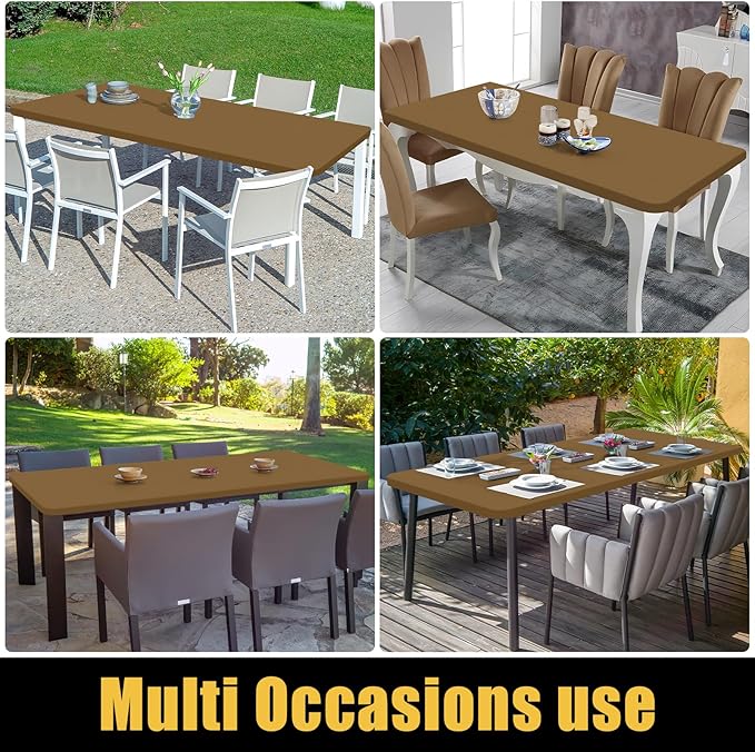Smiry Rectangle Picnic Table Cloth, Waterproof Elastic Fitted Tablecloths for 4 Foot Tables, Washable Polyester Table Cover for Camping, Indoor and Outdoor (Brown, 30"x48")