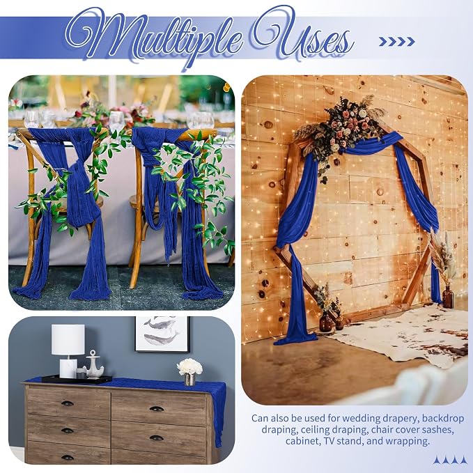 25 Pack Royal Blue Table Runners 17 x 108inch Cheesecloth Table Runner Boho - Image 5
