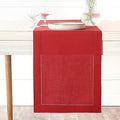 D'Moksha Homes Linen Bright Red Table Runner 48 Inches - Classic Hemstitch, 100% Pure Linen Coffee Table Runner 14 x 48 Inch Ideal for Dresser Tables, Valentines, Spring, Easter