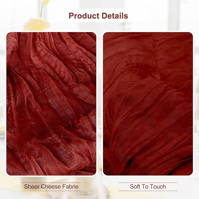 10 Pack Terracotta Christmas Cheesecloth Table Runner 35x120 Inch 10Ft Rustic - Image 2