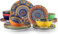 vancasso 18 Pieces Plates and Bowls Set, Bohemian Style Dinnerware Sets Service by vancasso