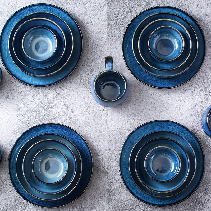 UNICASA Ceramic 8 oz Small Bowls Set, Porcelain Dessert Bowls Set of 4, Porcelain Reactive Glaze Bowls for Ice Cream, Snack, Dipping, Serving Bowls, Dishwasher & Microwave Safe, Blue