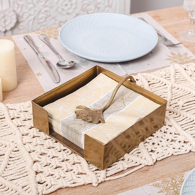 NIKKY HOME Farmhouse Napkin Holder, Rustic Tissue Dispenser, Flat Paper Hand Towel Caddy, Vintage Cooktail Napkin Tray Decor for Kitchen, Countertop, Dining Table, Restaurant, Outdoor - Bronze