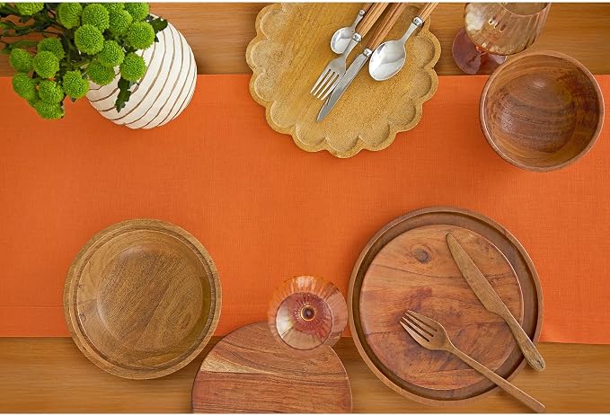 Solino Home 100% Pure Linen Dining Table Runner Orange, Fete 14 x 90 in | Table - Image 3