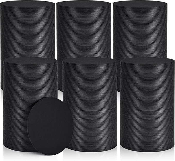 600 Pieces Disposable Paper Coasters, GOH DODD Thickened (1.5MM) 4 Inch Bar Coasters Bulk Absorbent Cardboard Blanks for Drinks DIY Arts Crafts Wedding Party Gifts Education, Black, Round