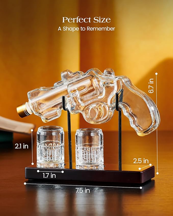 Birthday Gifts for Men Dad, Kollea Gun Whiskey Decanter Set with Shot Glass, Cool Anniversary Ideas for Him Husband Brother, Funny Military Retirement Present, Home Bar Drinking Party, New Year