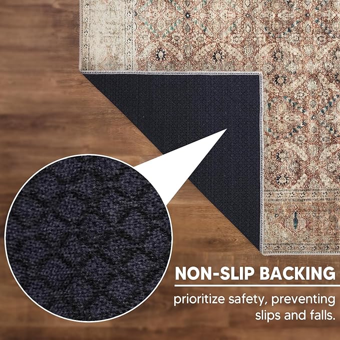 Keen Home Design 3x5 Rug - Machine Washable Entry Rug with Non-Slip Backing, Ideal for Enteryway, Kitchen, Bathroom, Laundry Room - Vintage, Easy Clean, Durable, Low Pile - (3' x 5')