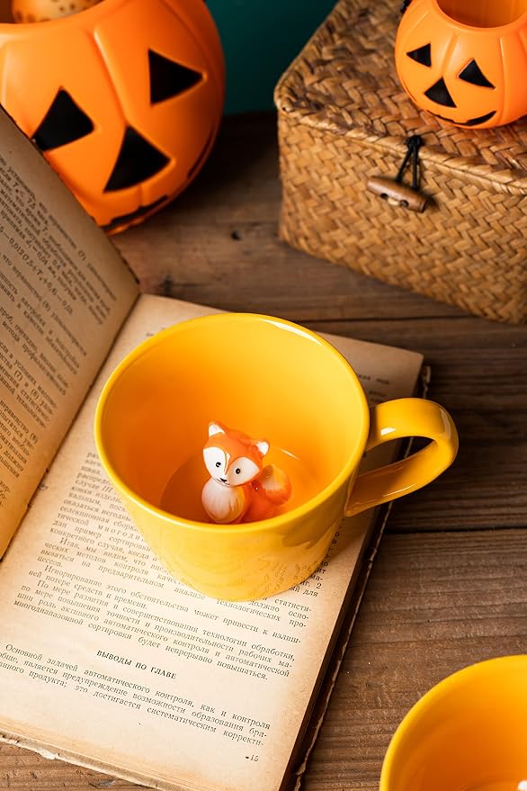 DIHOclub Fox Ceramic Cup Hidden 3D Animal Inside Mug, Cute Cartoon Handmade - Image 7