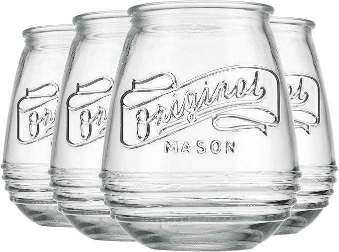 Glaver's Stemless Wine Glasses 21 Oz. Set Of 4 Original Mason Vintage Goblet - Image 7