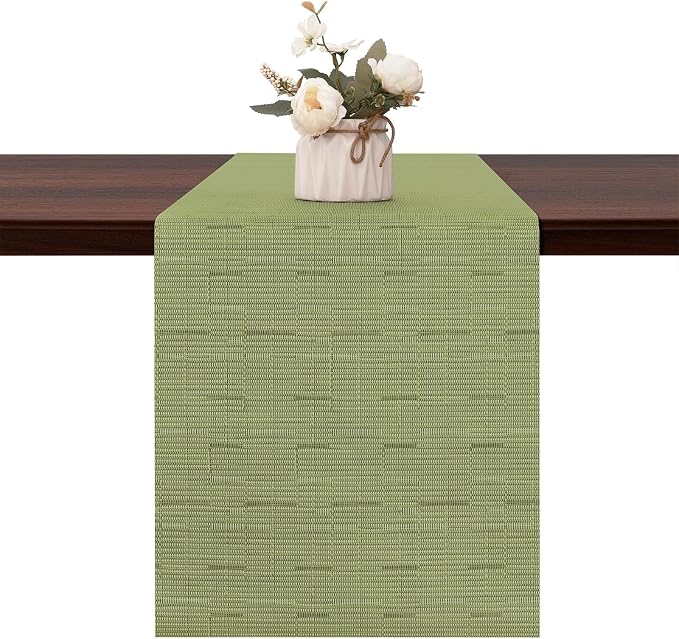 Table Runner 72 Inches Long, Vinyl Woven Heatproof Table Runners | Washable by Banchif