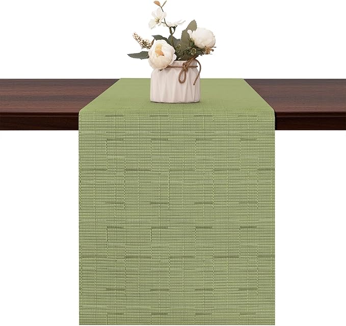 Table Runner 55 Inches Long, Vinyl Woven Heatproof Table Runners | Washable by Banchif