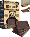 CasterMaster Square Rubber Furniture Pads - 4-Pack, Brown, 5in x 5in - Non Slip Furniture Pads for Hardwood Floors - Floor Protectors for Chairs & Rubber Feet - Stoppers to Prevent Sliding