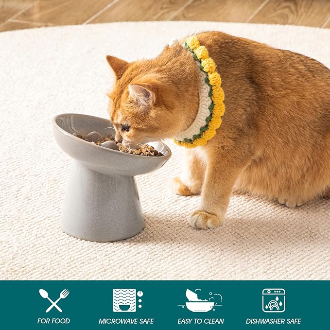 vancasso Ceramic Slow Feeder Cat Bowl, 6.25 Inch Elevated Cat Slow Feeder Bowl - Image 3