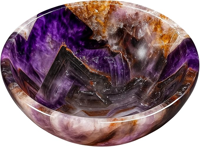 Amethyst Crystal Bowl - 3 Inch Decorative Bowls for Room and Home Decor - Gemstone Healing Crystals for Elegant Display, Positive Energy Balance and Gift