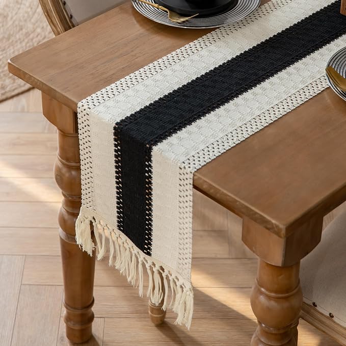 EMMTEEY Boho Table Runner with Tassels 72 Inches Long, Scratch & Heat Resistant - Image 4
