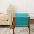 Solino Home 100% Pure Linen Table Runner Teal, Classic Hemstitch 14 x 36 in | by SolinoHome