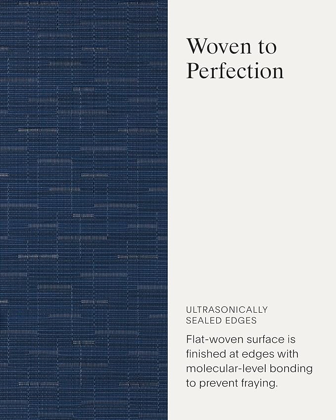 Chilewich Bamboo Placemats Set of 4 - Woven Rectangle Placemats - Reusable, Stain-Resistant, Indoor/Outdoor Tabletop Protection - 19" x 14" - Lapis