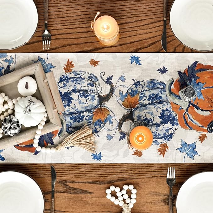 Artoid Mode 210 GSM Fall Table Runner 13x48 Inch Home Party Decor | Pumpkins - Image 7