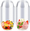 8 oz Small Clear Plastic Bowls, 100 Pack | Disposable Hard Plastic Party by Qeirudu