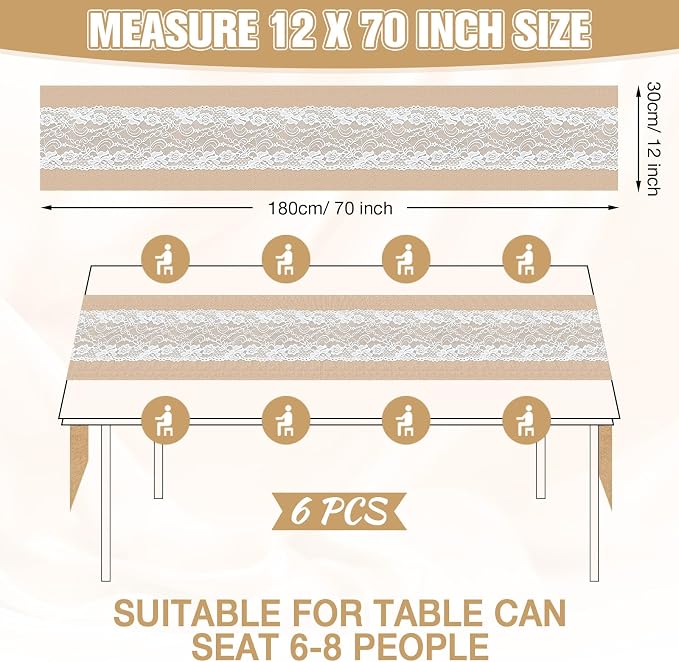 Xinnun 6 Pack Burlap Table Runner - Image 7