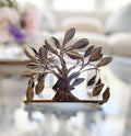 Bronze Life Tree Design Metal Napkin Holder | Freestanding Vertical Disposable Tissue Paper Servilleta Dispenser Organizer Stand Servilletero Tabletop | Home Kitchen Restaurant
