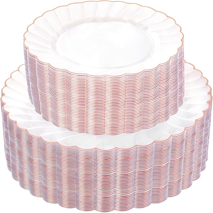 YOUBET 100PCS Rose Gold Plastic Plates by YOUBET
