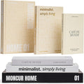 Decorative Coffee Table Books Set of 3 – Neutral Home Décor Beige Hardcovers with Removable Black & White Covers, Real Blank Pages, Modern Room Décor Aesthetic Faux Books for Shelf & Table Styling