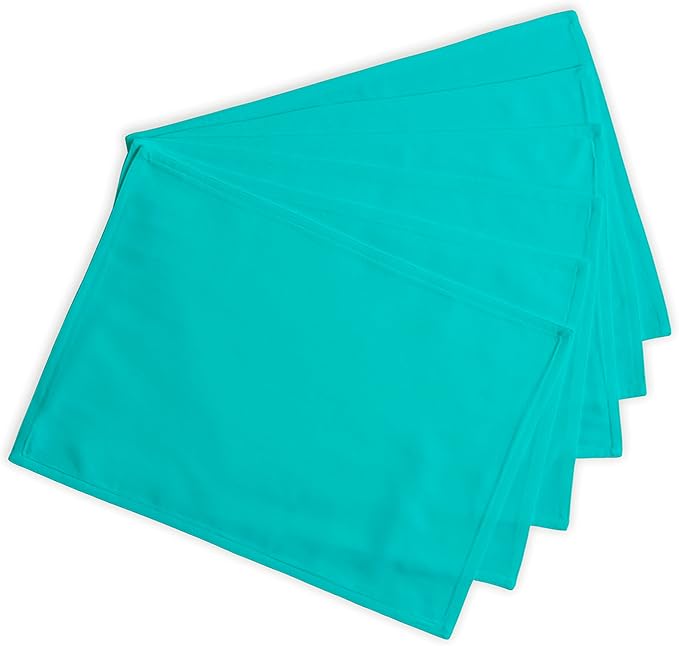 Calicot Placemats Set of 6 100% Cotton Washable Cloth Place Mats, Reusable Table Mats for Spring/Summer & Thanksgiving Christmas Decorations Kitchen Dining Party Wedding (Teal Blue, 13" x 19")