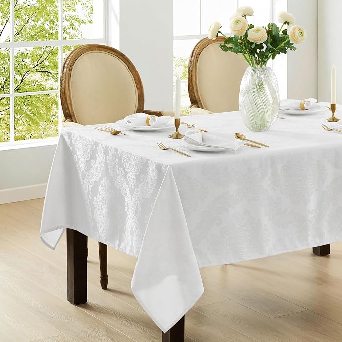 Newbridge Barcelona Luxury Damask Fabric Tablecloth, 52” Wide x 70” Rectangle - Image 5