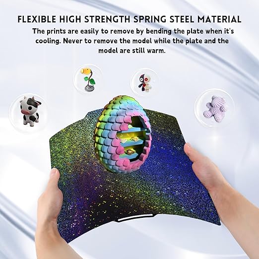 Flexible Rainbow Starry PEY+Carbon Fiber PET Spring Steel Plate for Bambu Lab X1 X1C X1E P1P P1S P2S A1, Double Sided Textured PEY PET Build Plate 257x257mm for Bambu 3D Printers