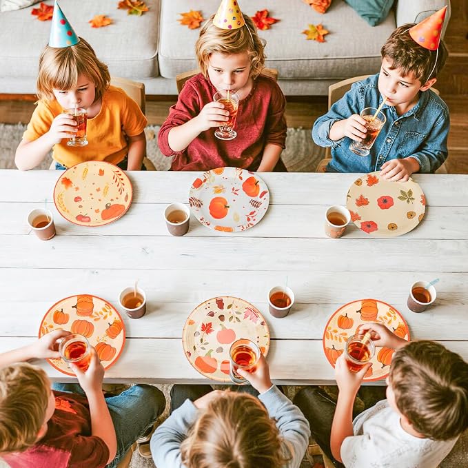 50Pcs Thanksgiving Day Fall Paper Plates Disposable 7inch Party Dessert Plates - Image 4
