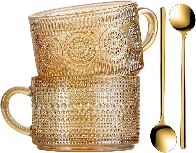 WHJY Vintage Glass Coffee Mugs by WHJY