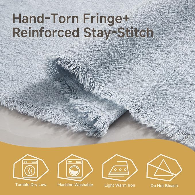 14 x 90 Inches Frayed Edge Table Runner, 270G Heavyweight Sand Washed Slub - Image 7