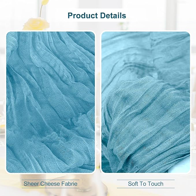 10 Pack Baby Blue Cheesecloth Table Runner 35x120 Inch 10Ft Rustic Gauze Cheese - Image 3